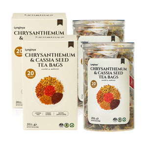 Lynginya Chrysanthemum Cassia Seed Tea, Total 40 Tea Bags with Burdock Root, Osmanthus, Goji Berries, Honeysuckle - Natural Herbal Tea - Earthy and Fragrant - No Sugar & No Caffeine