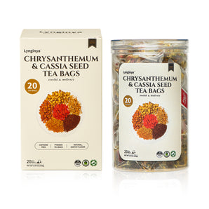 Lynginya Chrysanthemum Cassia Seed Tea, 20 Tea Bags with Burdock Root, Osmanthus, Goji Berries, Honeysuckle - Natural Herbal Tea - Earthy and Fragrant - No Sugar & No Caffeine